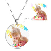 Stainless Steel Personalized Color Photo&Text Necklace Adjustable 16”-20”