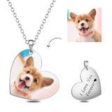 Stainless Steel Personalized Color Photo&Text Necklace Adjustable 16”-20”