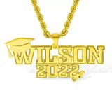 Personalized Class of 2023 Graduation Necklace with Name, Stainless Steel Bachelor Cap Name Necklace, Graduation Gift for Boy/Girl/Friend/Student