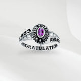 Custom School Class Ring, Jewelry for Woman, Sterling Silver 925 High School University Personalized Mementos Jewelry, Graduation Rings 2023