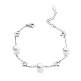 Star Bracelets Sterling Silver Pearl Adjustable Chain Bracelet