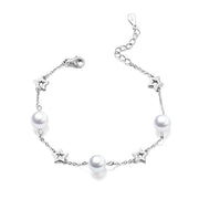 Star Bracelets Sterling Silver Pearl Adjustable Chain Bracelet