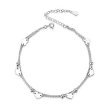 Heart Charm Bracelet Sterling Silver Anklet Chain Bracelet Beach Foot Jewelry for Women Little Girls