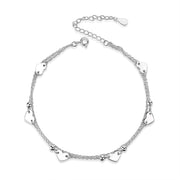 Heart Charm Bracelet Sterling Silver Anklet Chain Bracelet Beach Foot Jewelry for Women Little Girls