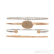 925 Sterling Silver Personalized Monogrammed Bangle Set