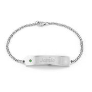 925 Sterling Silver Personalized Birthstone ID Bracelet Length Adjustable 6”-7.5”