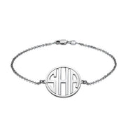 925 Sterling Silver PersonalizedBlock Monogram Bracelet Length Adjustable 6”-7.5”