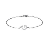 925 Sterling Silver PersonalizedSideways Initial Bracelet Length Adjustable 6”-7.5”