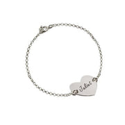 925 Sterling Silver Personalized Engraved Heart Bracelet Adjustable 6"-7.5"