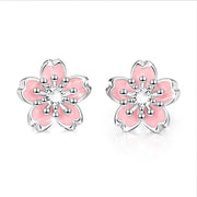 925 Sterling Silver Pink Flower Cubic Zircon Necklace