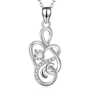 925 Sterling Silver Intertwined Heart Fine Jewels Necklace