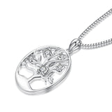 925 Sterling Silver Tree Fine Jewels Round Pendant Necklace