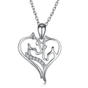 925 Sterling Silver Heart Animal Fine Jewels Pendant Necklace