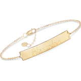 14K Gold Personalized Name Bar Bracelet Length Adjustable 6”-7.5”