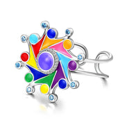 925 Sterling Silver Super Cool Eight Color Windmill Birthstones Ring