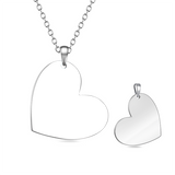 Stainless Steel Personalized Heart Color Photo&Text Necklace Adjustable 16”-20”
