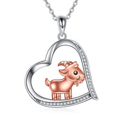 Goat Gifts for Goat Lovers Sterling Silver Goat Heart Necklace Goat Pendant Jewelry for Women Girls