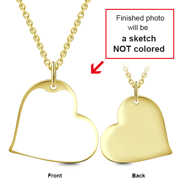 14K Gold Love Heart Personalized Engraved Photos Necklace Adjustable 16”-20”