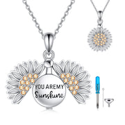 You are My Sunshine Necklace Sterling Silver Sunflower Urn Necklace