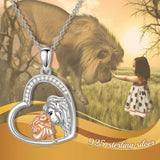 Lion Girl Necklace 925 Sterling Silver Lion Girl Pendant Jewelry Gifts for Women 80/20