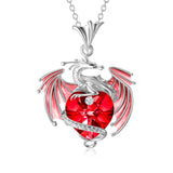 Birthstone Crystal Dragon Necklace in Sterling Silver