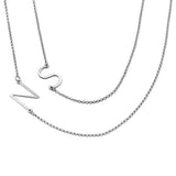 Initial 925 Sterling Silver Personalized Two Sideways Initial Name Necklace Adjustable Chain 16"-20"