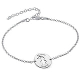 Kid's 925 Sterling Silver Personalized Cut Out Engraved Bracelet Length Adjustable 6”-7.5”