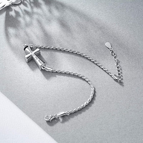 Cross Urn Bracelets Dog Paw Urn Bracelets Sterling Silver Engraved Always in My Heart Cremation Urns Keepsake Bracelet Jewelry with Funnel Filler
