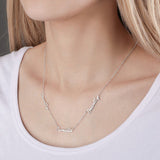 Three Name 925 Sterling Silver Personalized Family Name Necklace Adjustable Chain 18"-20"