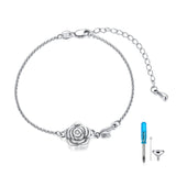 925 Sterling Silver Rose Flower Urn Bracelet for Loved Ones Ashes Cremation Keepsake Bracelet Memorial Jewelry Gift for Women