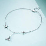 Sterling Silver Mermaid Starfish Anklet for Women Girls Adjustable Chain Foot Ankle Summer Jewelry