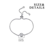 Sterling Silver Adjustable Chain Bracelet Single Round Cubic Zirconia Bracelet