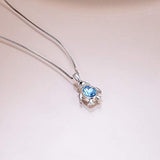 Aquamarine Blue Crystal Sterling Silver Necklaces Penguin Necklace Dainty Stacking Rings Fine Jewelry Gift for Girls Women