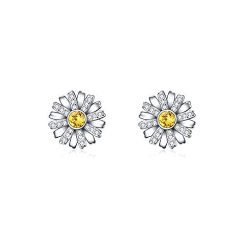 Sun Flower Series Earrings Studs with Crystal