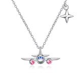 Airplane Pendant Necklace North Star Adjustable Necklace with Crystals, welry Stewardess Flight Attendant Traveler
