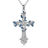 Cross Necklace 925 Sterling Silver Celtic Knot Tree of Life Cross Necklace