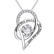 Sterling Silver I Love You to The Moon and Back Love Heart Pendant Necklace 18" (Heart Necklace)