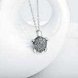 Turtle Necklace Sterling Silver with Cubic Zirconial Necklace 18" for Women Girls(Turtle)