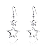 Sterling Silver Star Drop Dangle Earrings,Double Star Earrings