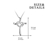Cross Heart Pendant Women 925 Sterling Silver Polished Infinity Heart Necklace 18"