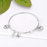 Sterling Silver Cross and Wing Bracelets Expandable Bangles for Women
