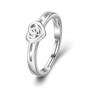 925 Sterling Silver Heart Promise Love Knot Ring Adjustable Jewelry forSize 6 7 8