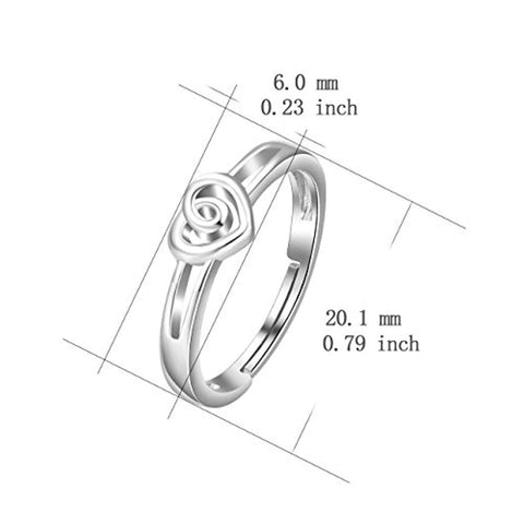 925 Sterling Silver Heart Promise Love Knot Ring Adjustable Jewelry for  Size 6 7 8