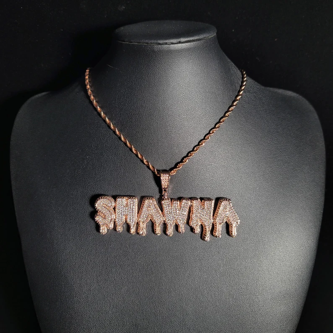 1 To 6 Icy Dripping Letters Personalized Custom Gold Plated Initial Name Necklace Hip Hop Style