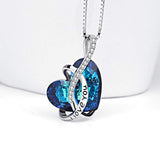 I Love You Sterling Silver Heart Pendant Necklace with Crystals Jewelry for Women