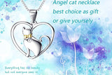 Women's Animal Jewelry Gift Solid Silver Love Heart Cat Necklace,18"