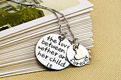 925 Sterling Silver Mom Child's Love Family Message Engraved Jewelry Heart Pendant Charm Necklace