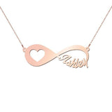 'In My Heart' -Copper/925 Sterling Silver Personalized Infinity Name Necklace  Adjustable 16”-20”