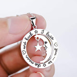 Sterling Silver I Love You to The Moon and Back Star Moom Pendant Necklace 18"