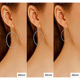 Hoop Earrings Sterling Silver Large Circle Endless Earrings Jewelry for Women Girls